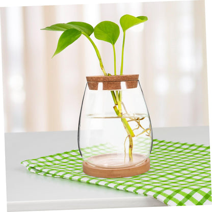 BESPORTBLE 1 Set Plant Terrarium Hydroponic Glass Vase Holder with Base Container for Plants Transparent Flower Arrangement Decor for Home Office and Garden