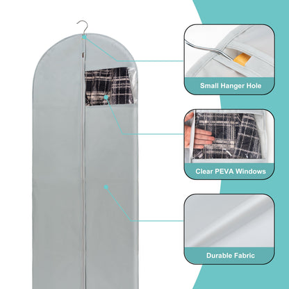 Dress Bags for Gowns Long, 4 Pack-65" Long Dress Bags Foldable Long Garment Bag with Clear Window for Storage and Travel-24"x65"/4 Pack