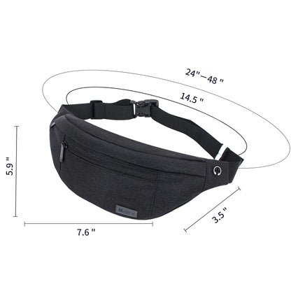 MOBICO Large Crossbody Fanny Pack for men women with 4-Zipper Pockets,Waist bag for Workout Traveling Hiking Running Walking Outdoors Sport Fishing Waist Pack…