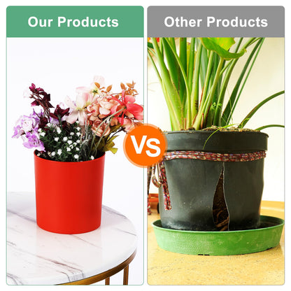M METERXITY 2-Pack Plastic Plant Pots, 6 Inch Plastic Planters Round Flower Planter Containers Flower Pots for Indoor/Outdoor/Garden, Plant Holder [Red]