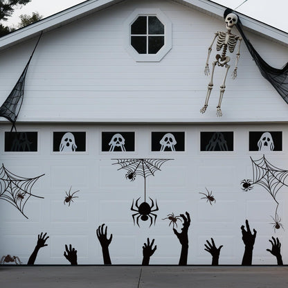 JarThenaAMCS 22 Pcs Halloween Garage Magnets Decoration Black Spider Web Hand Garage Door Decals Magnetic Refrigerator Stickers for Halloween Holiday Party Home Car