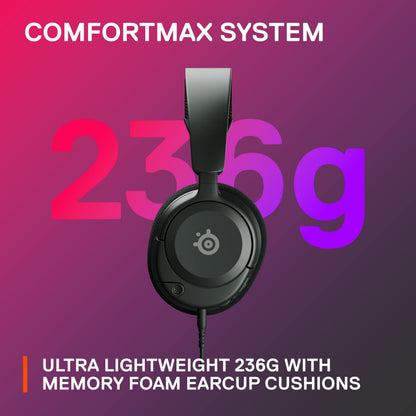 SteelSeries Arctis Nova 1 Multi-System Gaming Headset — Hi-Fi Drivers — 360° Spatial Audio — Comfort Design — Durable — Ultra Lightweight — Noise-Cancelling Mic — PC, PS5/PS4, Switch, Xbox - Black