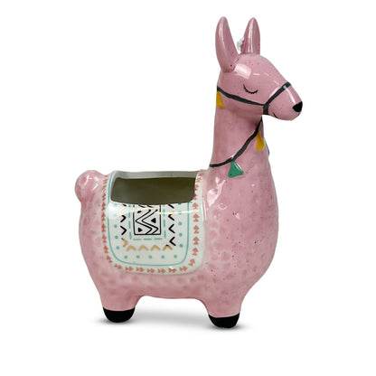 LLOTSA Llamas Ceramic Llama Planter for Succulent Plants Cute Alpaca Decor for Home, Office 8 1/2 Tall with Drain Holes Perfect for Cactus or Small House Plant Decoration (Pink)
