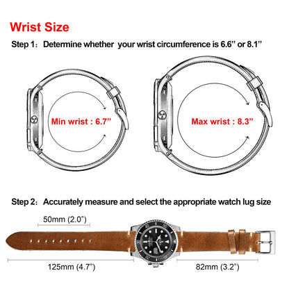 hemsut h 21mm Leather Watch Bands for Men, Thin Soft Horween Leather Watch Strap Quick Release Vintage Watch Wrap