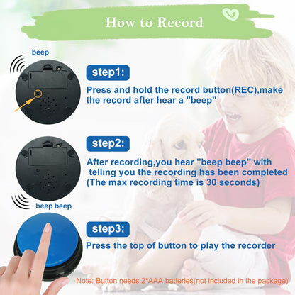 Gelabur Set of 4 Dog Buttons for Communication, Voice Recordable Buttons for Classroom, Dog Training Talking Buttons Starter Set, Pet Easy Speaking Buttons Tools