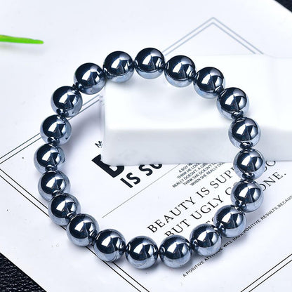 Cryhand Handmade 8mm Beaded Bracelets For Men Protection Bracelet For Women Chakra Feng Shui Stretchy Handmade Lucky Money Stretchy Crystal Bracelets Best Gifts (Hematite 1PCS)