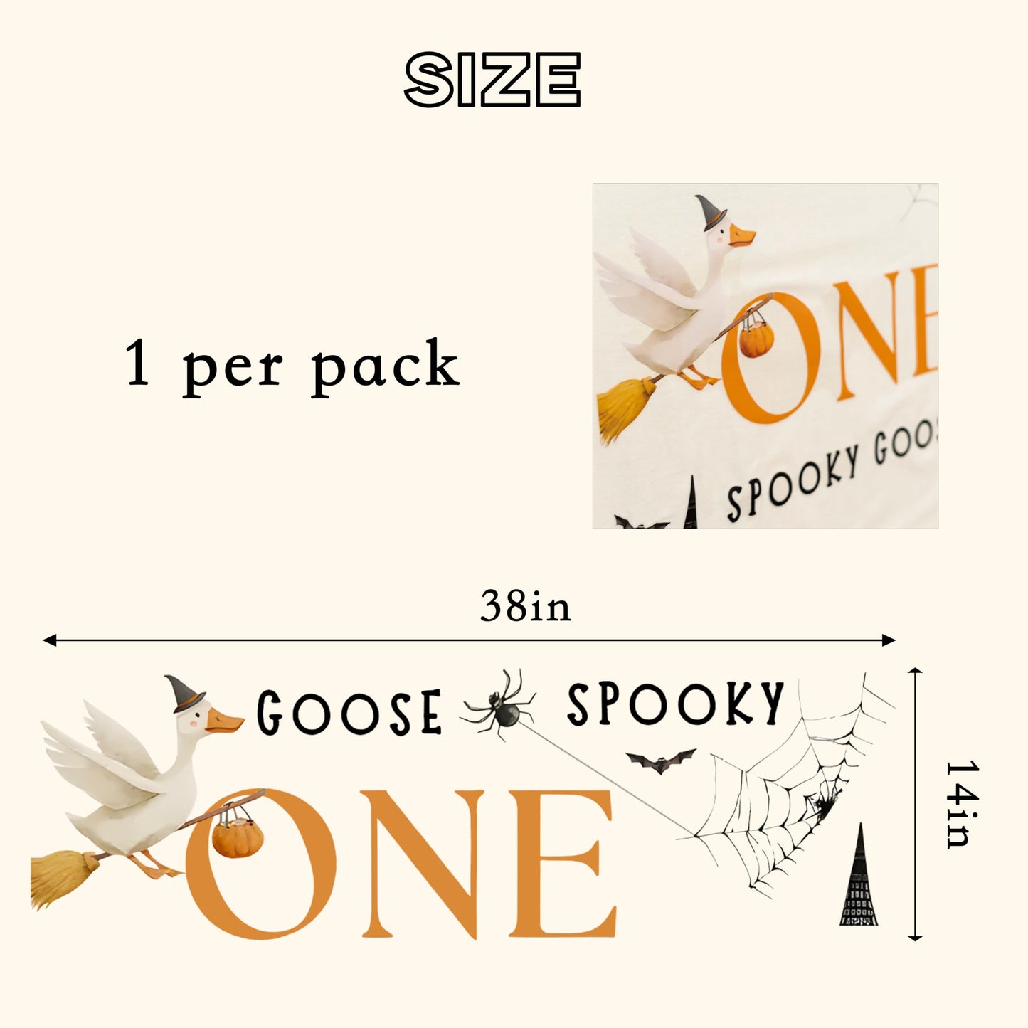 Capiont One Spooky Goose Decal - Halloween One Silly Goose Decor Sticker,Spooky Theme First Birthday Party Supplies,Spider Magic Goose Sign Balloon Arch Background Decorative Wall Decal (Goose Decal)