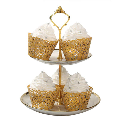KPOSIYA Pack of 120 Cupcake Wrappers Artistic Bake Cake Paper Cups Vine Designed Laser Cut Cupcake Wraps Baking Cup Muffin Case Trays for Wedding Baby Shower Party Birthday Decoration (120, Gold)