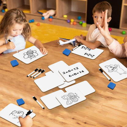 6-Pack Dry Erase Boards 5" x 7" Double-Sided Mini Whiteboard Set – Includes Markers & Erasers – Perfect for Students, Teachers, and Classroom Use