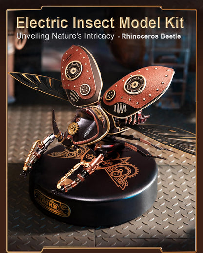 ROKR 3D Puzzles for Adults Electric Insect Metal Model Building Kit Desk Toys Hobby Kit for Adults Gift for Teens (Rhinoceros Beetle)