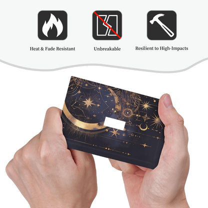 Nadoabtm Decorative Light Switch Cover Plate Gothic Celestial Gold Moon Stars 1 Gang Single Toggle Decorate Switch Plate Cover Wall Plate Electrical Outlet Covers For Home Farmhouse Decor