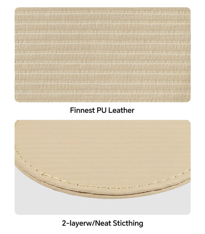 Leather Coasters Set of 6 with Holder, Tabletop Protection, Coffee Table & Bar Decoration, Modern-Style Drink Coasters Suitable for Home Dining Tables & Kitchen Accessories (Beige Stripe)