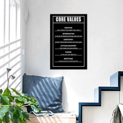 Inspirational Office Wall Art Core Values Motivational Poster for Home Decor Positive Quotes Wall Prints Encouragement Artwork Positive Sayings for Preppy Room Office Wall Decoration [12''Wx18''H]