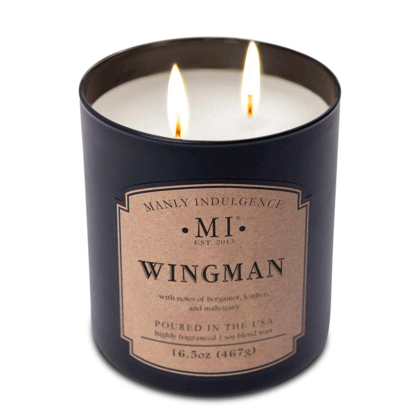 Manly Indulgence Wingman Scented Candles for Men, 2 Wick, 16.5 oz, Premium Soy Blend Wax, 60H Burn, Candles for Home Scented - Made in The USA