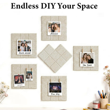 Large Felt Bulletin Board for Walls: 6-Pack Black Cork Board Alternative 11.8x11.8 Inch Peel and Stick Pin Board Wall Decor for Home Organization, Office Memo Board, Self-Adhesive Wall Tiles