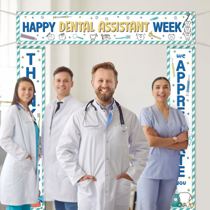 Fanfanwin 3 Pcs Happy Dental Assistant Week Appreciation Banner We Appreciate Thank You Doctor Week Party Supplies Decorations for Doctor Dental Assistant Nurse Medical Healthcare Workers