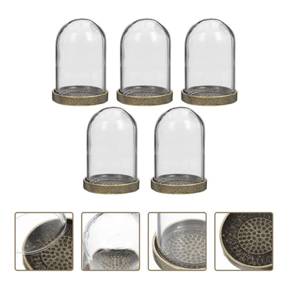 ARTIBETTER Glass Terrarium Dome and Brass Tray Set for DIY Microlandscape Plant Display Miniature Ecological Container Covers for Home Decor and Craft Supplies