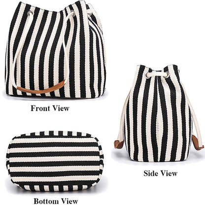 Bydenwely Women's Canvas Summer Tote Bags Small Shoulder Bag Daily Working Handbag for Holiday Travel Pool (Black, Small)