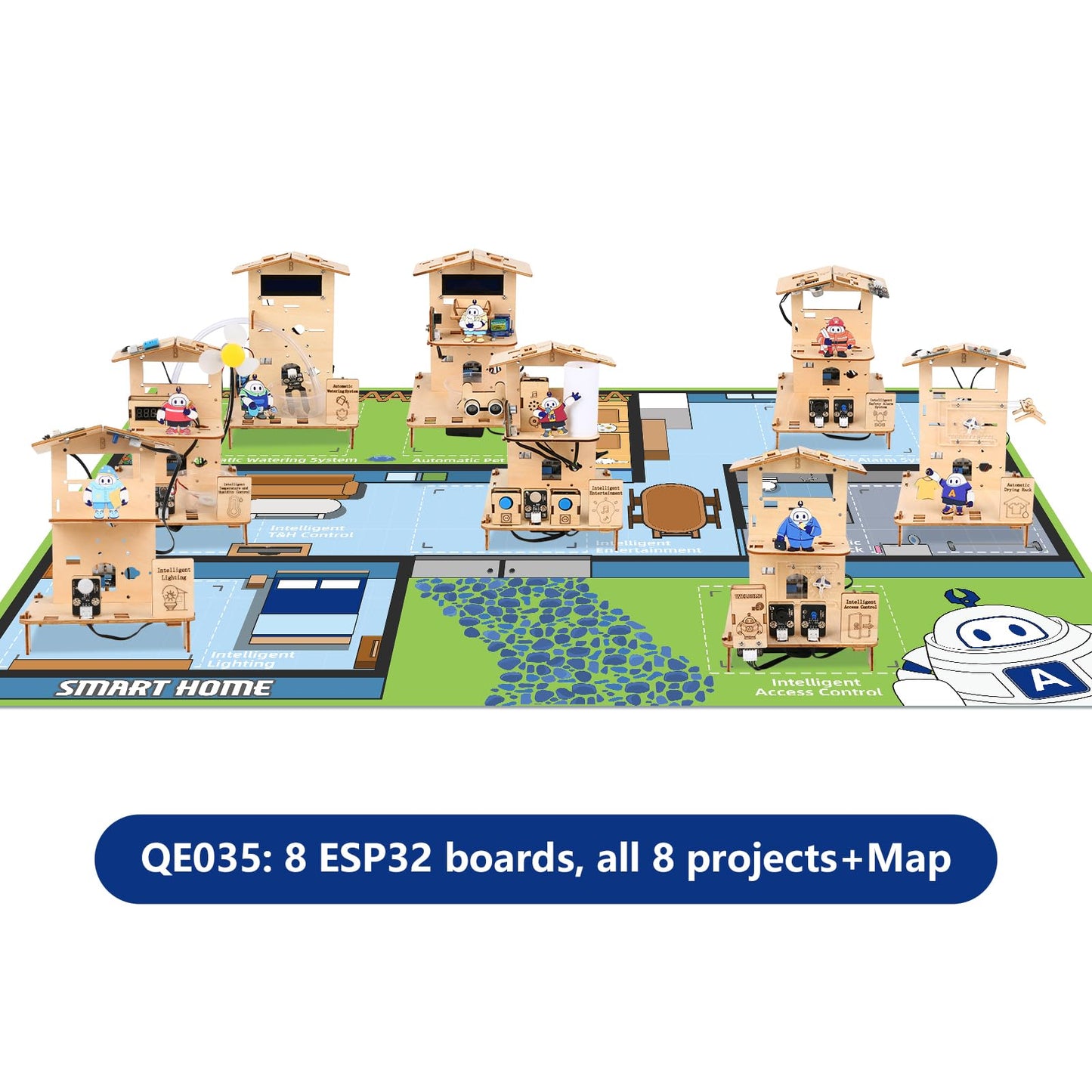 ACEBOTT 8-Piece Set ESP32 STEM Smart Home Education Kit Compatible with Arduino, STEM Robotics Science Kits for Kids Age 12+, Engineering Projects STEAM Activities Gifts 12+ Year Old Boys Crafts