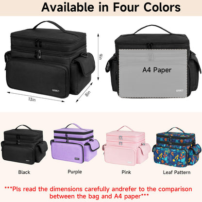 LEFOR·Z Large Sewing Supplies Organizer(13 x 8 x 9 in),Double-Layer Sewing Accessories Storage and Organizer Case Bag,Protable Travel Sewing Box Sewing Basket for Sewing Tools,Black(Bag Only)