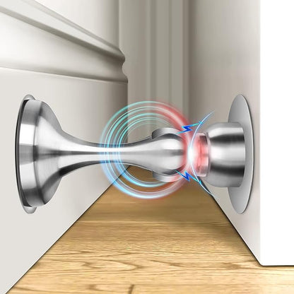 Crosize Magnetic Door Stoppers 1 Pack, Stainless Steel Door Stops for Wall and Floor Mounting, Door Holder Keep Door Open, No Drilling Door Stop with Adhesive Tapes, Silver
