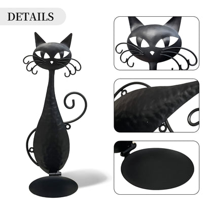 OFILLES Glass Candle Holders for Pillar Candles,Black Metal Cat Wall Sconces Candle Holder