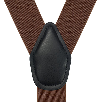AmazingSky Men's 2" Wide Y-Back Adjustable Elastic Button End Suspenders,Tuxedo Braces for big and tall with 52" Length,Camel
