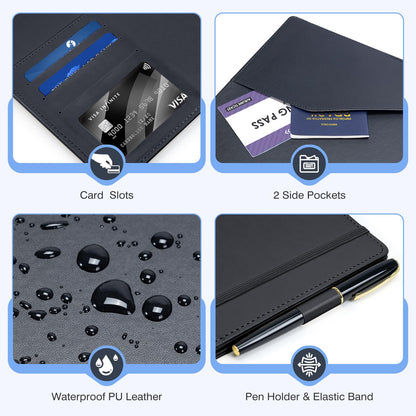 Ospelelf Leather Binder with 58 Plastic Sleeves, 3 Ring Presentation Binder for 8.5x11, Portfolio Organizer with 8 Tabbed Sleeves & Zipper Pocket for Documeents, Artwork, Certificates Black