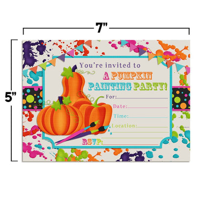 Pumpkin Painting Halloween Birthday Party Invitations, 20 5x7 Fill In Cards with Twenty White Envelopes by AmandaCreation