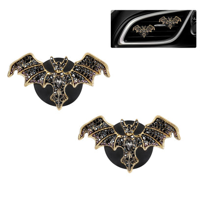 ORIESSE Gothic Car Decor,Bling Bat Car Air Freshener Vent Clip,Dark Style Rhinestone Vehicle Interior Dashboard Decoration for Teens,Refillable Clip on Diffuser