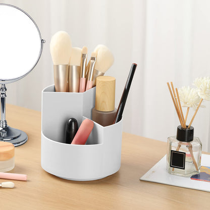 EDENMS Desk Pencil Pen Holder, 3 Slots 360-Degree Spinning Organizers, Desktop Storage Stationery Supplies, Cute Cup Pot for Office, School, Art Supply, Kids - Gray