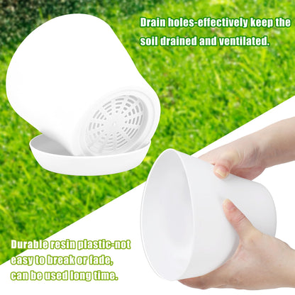 Hahood 36 Pack 5.5 Inch Plastic Plant Pots with Saucers White Flower Plant Container Seed Starting Pots Thickened Seedlings Nursery Pot for Home Garden Indoor Outdoor Flowers