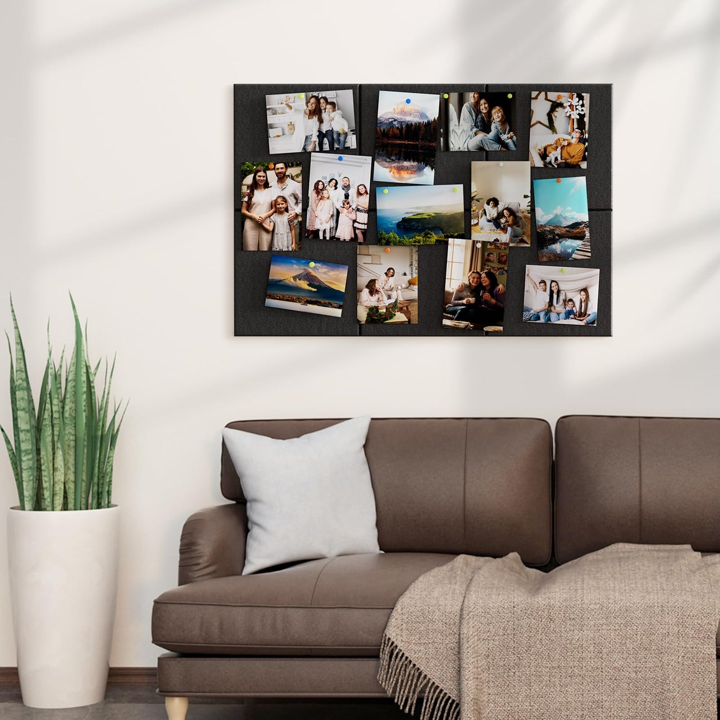 MaxGear Large Felt Bulletin Board 36" x 24", Cork Board Alternative, 6 Pack Black Felt Wall Tiles with Push Pins, Cork Boards for Walls Pin Board for Office & HomePanels