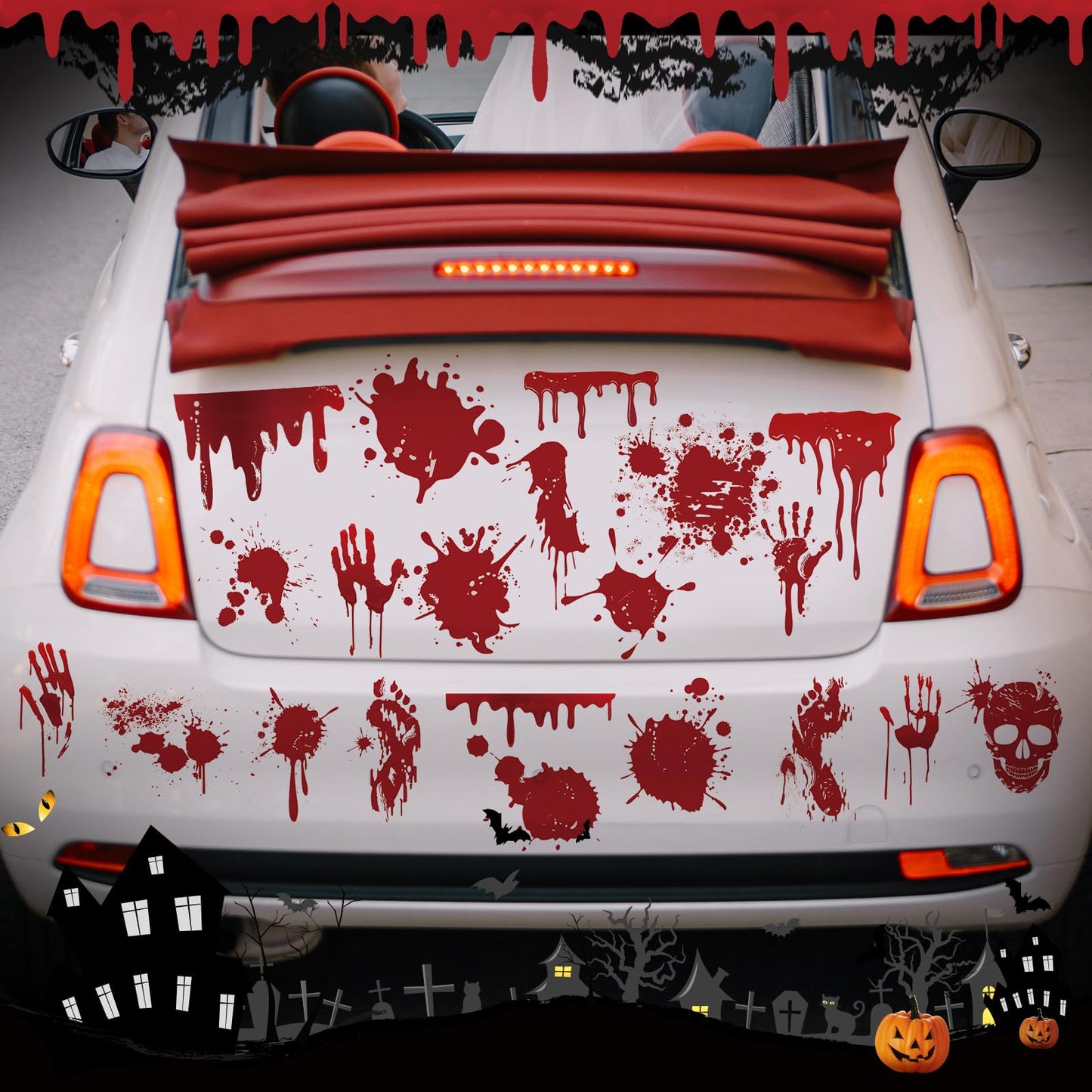 Chapou 28 Pcs Halloween Garage Door Stickers Magnets Halloween Refrigerator Door Decals Bloody Garage Magnets Decor Home Decor Magnetic Stickers for Car DIY Holiday