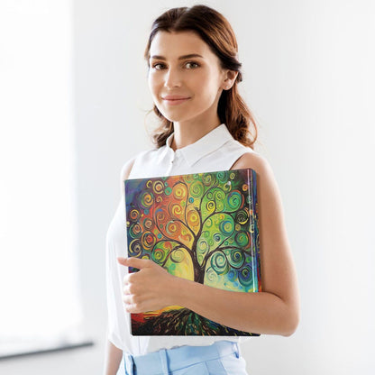 Tree of Life Round Ring Binders 1.5 Inch Rainbow Colorful 3 Ring Clipboard Binder for Office School Work Supplies File Folder 200 Sheet Capacity