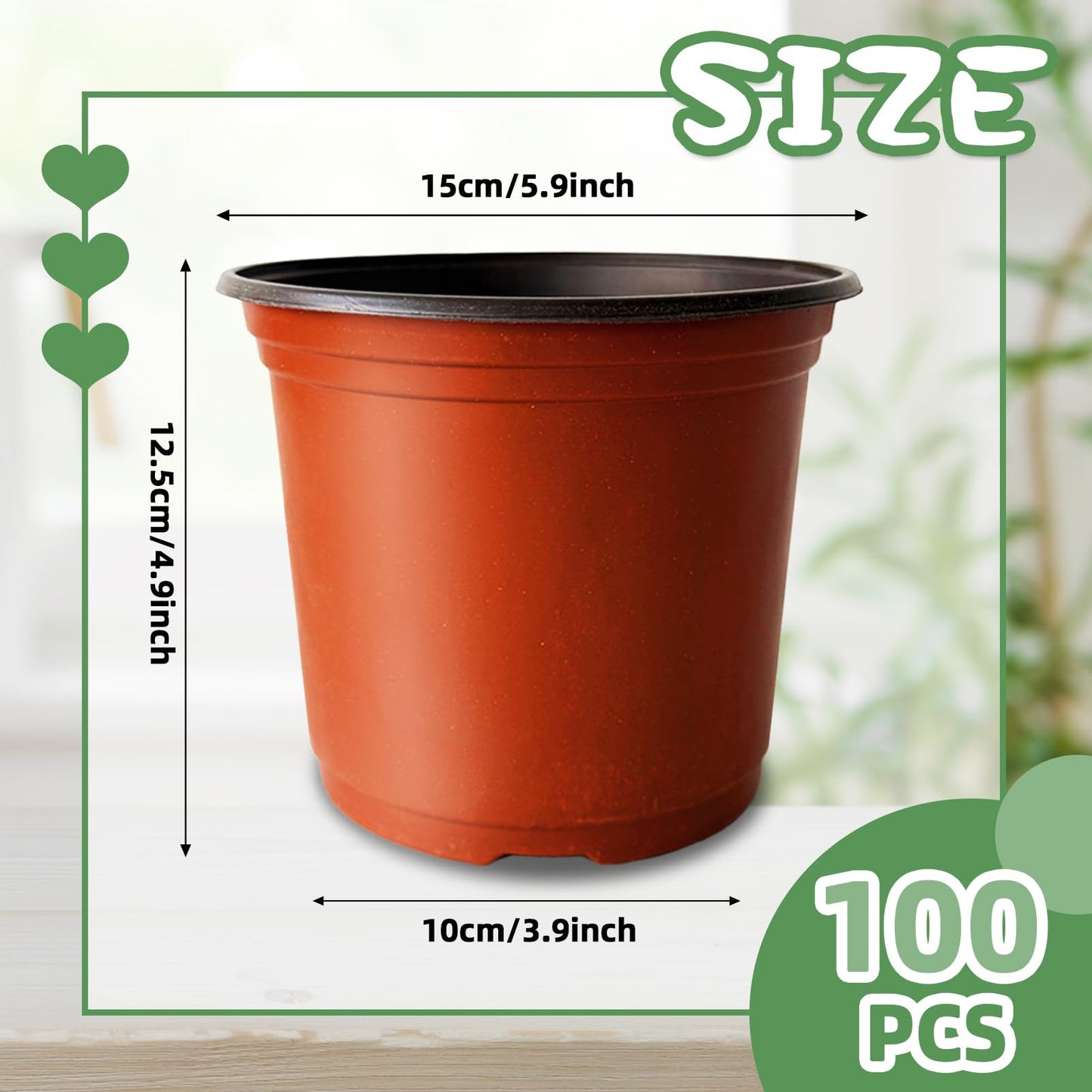 Baaxxango 100 Pcs Plant Nursery Pots,6 Inch Thicker Plastic Seedling Pots with Holes,Seed Starting Pot Flower Plant Container for Succulents,Seedlings,Cuttings,Transplanting