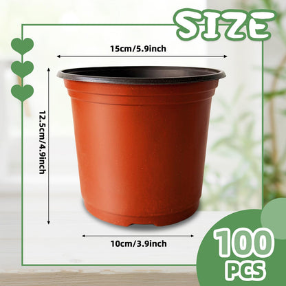 Baaxxango 100 Pcs Plant Nursery Pots,6 Inch Thicker Plastic Seedling Pots with Holes,Seed Starting Pot Flower Plant Container for Succulents,Seedlings,Cuttings,Transplanting