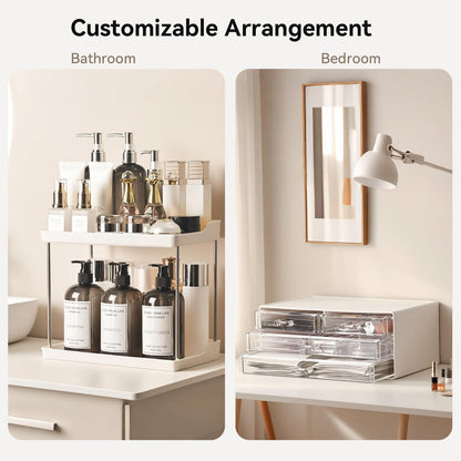 Brothersbox Bathroom Organizers and Storage, 5-Tier 4-Drawer Makeup Organizer Countertop, Multi-Purpose Large Makeup Vanity Organizer, Hair Product, Perfume & Skincare Storage, White