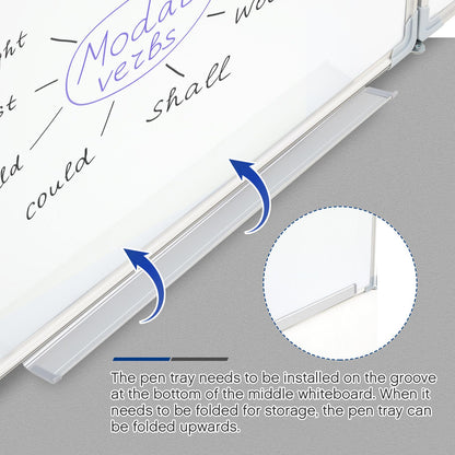 AmazingSpark 72" x 24" Foldable Whiteboard Dry Erase Board Large Tri Folding Whiteboard Magnetic Dry Erase Board, Wall Aluminium Frame and Flip Out Pen Tray for Office, Home