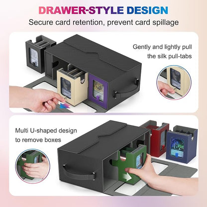UAONO MTG Deck Box, 6-Deck Modular Commander Deck Box with Extra Dice Set | Hold 600+ Double-sleeved Cards, Modular Deck Box with 35PT Magnetic Card Holder for Magic the Gathering Multicolor Limited