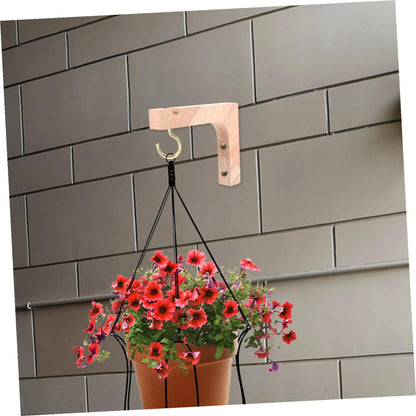 VICASKY Wood Hooks for Hanging Plants 2pcs Indoor Plant Hanger Brackets Wooden Wall Mount Heavy Duty for Garden Porch and Outdoor Use
