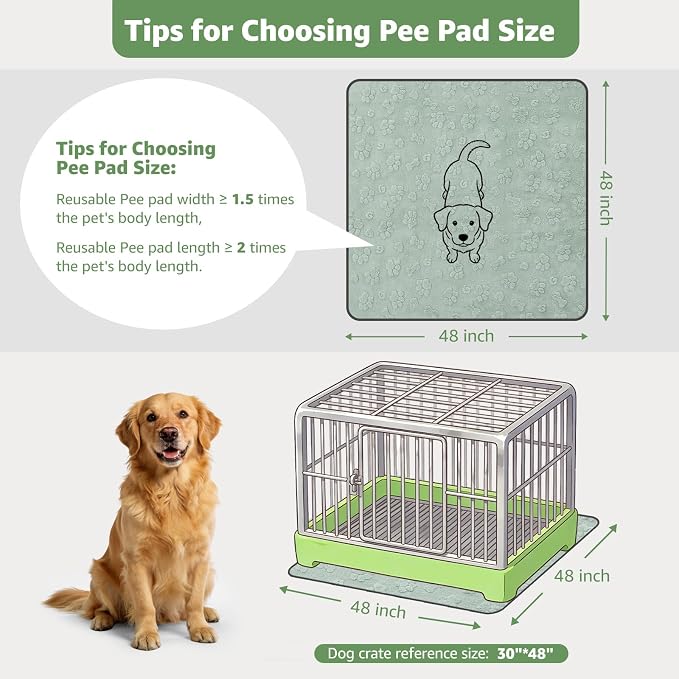 LOOBANI 48"x48" Whelping Pads, Super Absorbent Reusable Pee Pads for Dogs, 2 Pack Leakproof & Waterproof Dog Playpen Mat, Washable Puppy Pads for Potty, Floor, Crate, Couch, Bed and Travel