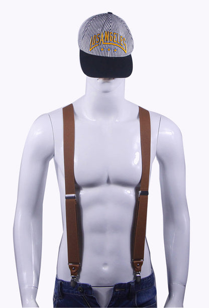 Doloise Adjustable Elastic X Back Style Suspenders for Men's and Women's With Strong Metal Clips (Coffe-01)