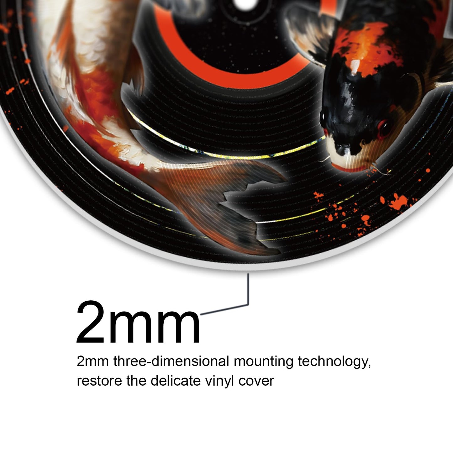 DOODLREAM 4PCS Koi Fish Vinyl Record Wall Decor 12" Hippy Koi Wall Art Posters for Room Aesthetic, Retro Record Decor for Music Party Studio Living Room DIY Craft Project