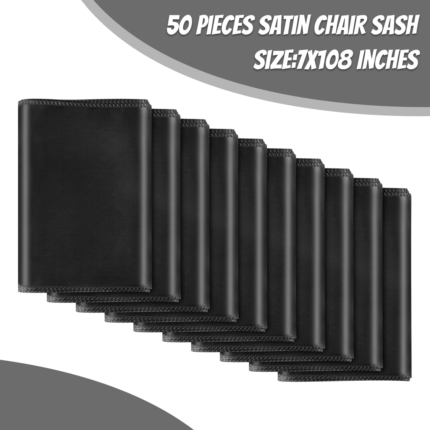 Bouiexye 50 PCS Black Satin Chair Sashes Bows Universal Chair Ribbon Ties Back Sash for Wedding Party Reception Events Banquets Hotel Event Chair Cover Decoration (Champagne 7x108 inch)