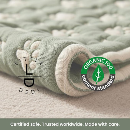 PetMat, Biscuit Beige, 28x40 in | Organic Cotton Crate Pad, Small Dogs, Cats & Nursery, Seamless & Reversible, Washable, 3D Knit Comfort