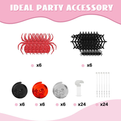 Spider Hanging Swirls, Halloween Hanging Decoration, Spider Web Foil Ceilling Decor for Birthday, Spooky Halloween Party Favors - Black Glitter
