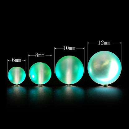 RUBYCA 6mm Round Moonstone Matte Crystal Glass Beads Aura for Jewelry Making Green, 1 Strand