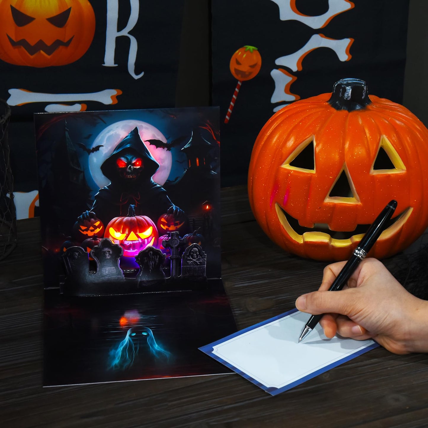 VIVIKEN Halloween Cards, Pop Up Lights Up Halloween Cards with Horror Sound