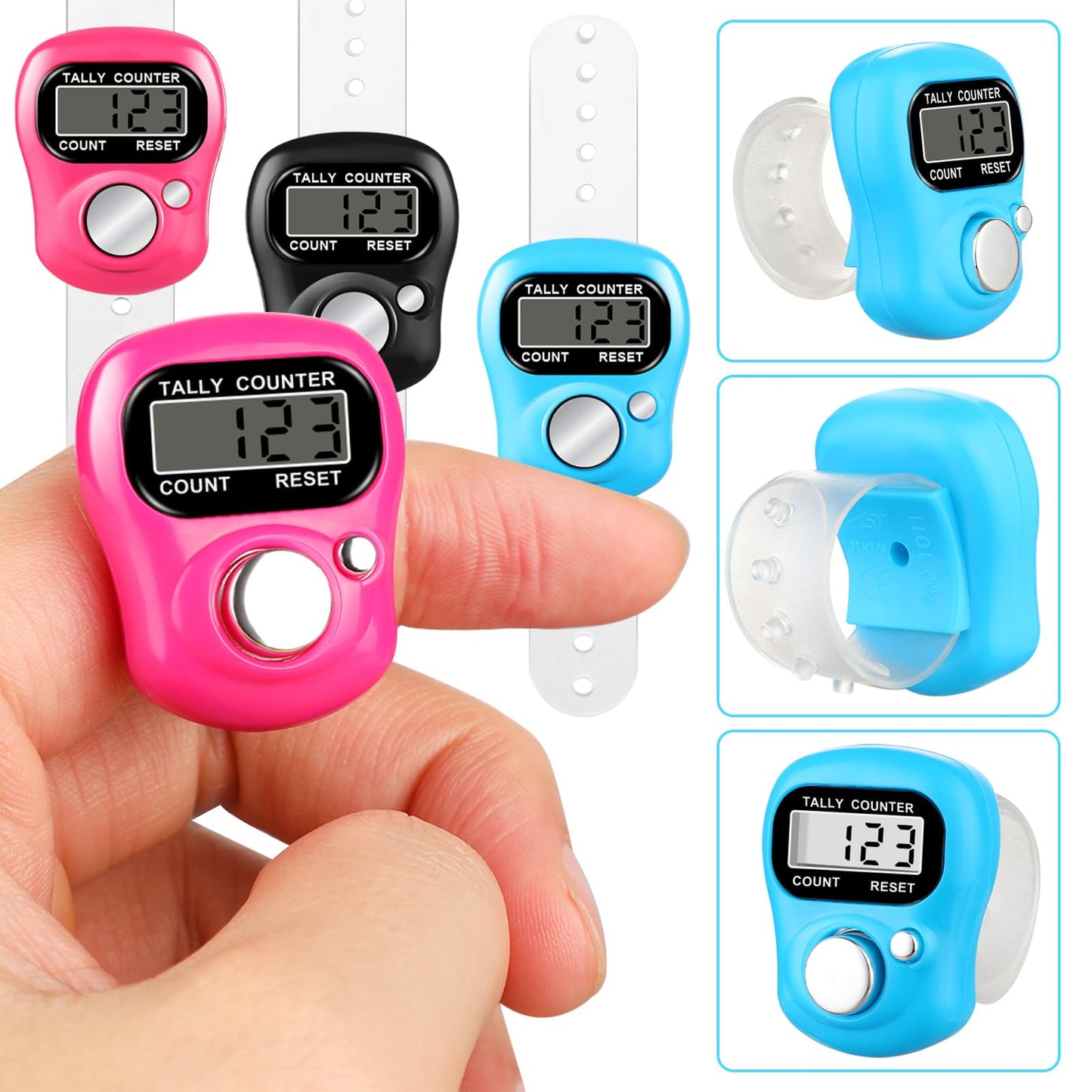 ALDMIO 30 Pcs Electronic Finger Counter, 5 Digital Finger Counter, Resettable Hand Tally Clicker Counters for Counting Numbers Knitting Coaching Golf Lap Fishing School Sports Event